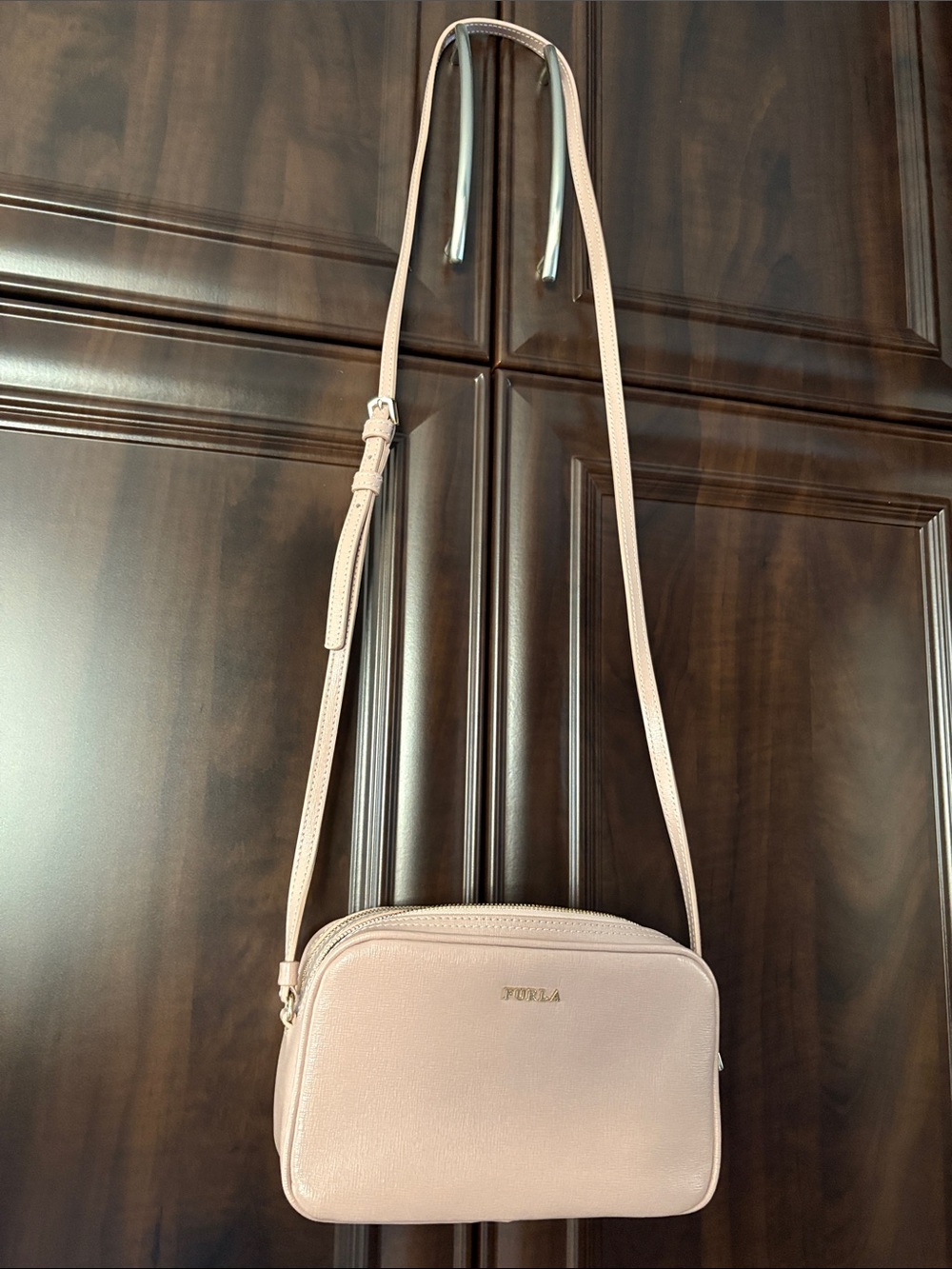 Furla Blush Pink Pebbled Leather Crossbody Bag